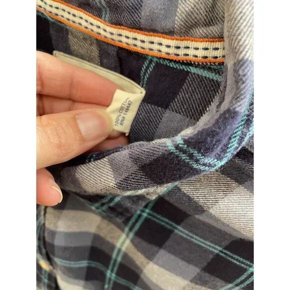 Normal Brand Shirt Mens Large Blue Gray Plaid Button Down Long Sleeve - Picture 12 of 12